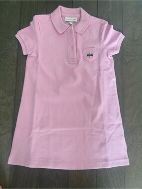 Lacoste Girls' Light Pink/Lilac Polo Dress with Signature Crocodile